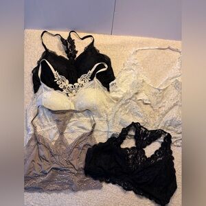 Elegant Lace Bralette Set - Black, White, Tan. Size XL. Aeropostale & SHEIN